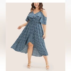 BloomChic Asymmetrical Blue Floral Dress